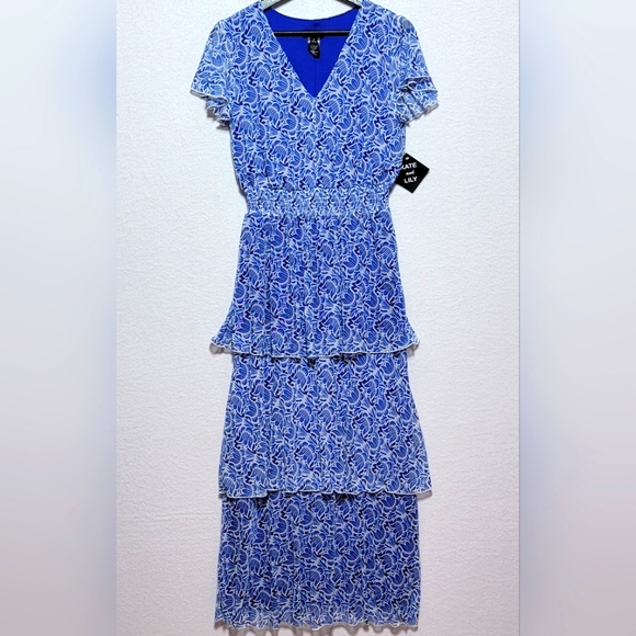 Kate and Lily Blue Floral Women's Layered Ruffle Maxi Dress SIZE 6. #696 - Picture 1 of 5
